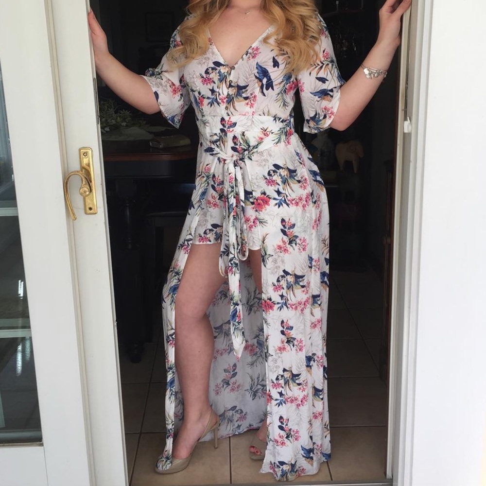 American Eagle floral romper dress